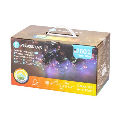 Aigostar - LED Solcelle julelyskæde 20xLED/8 funktioner 11,5m IP65 multicolor