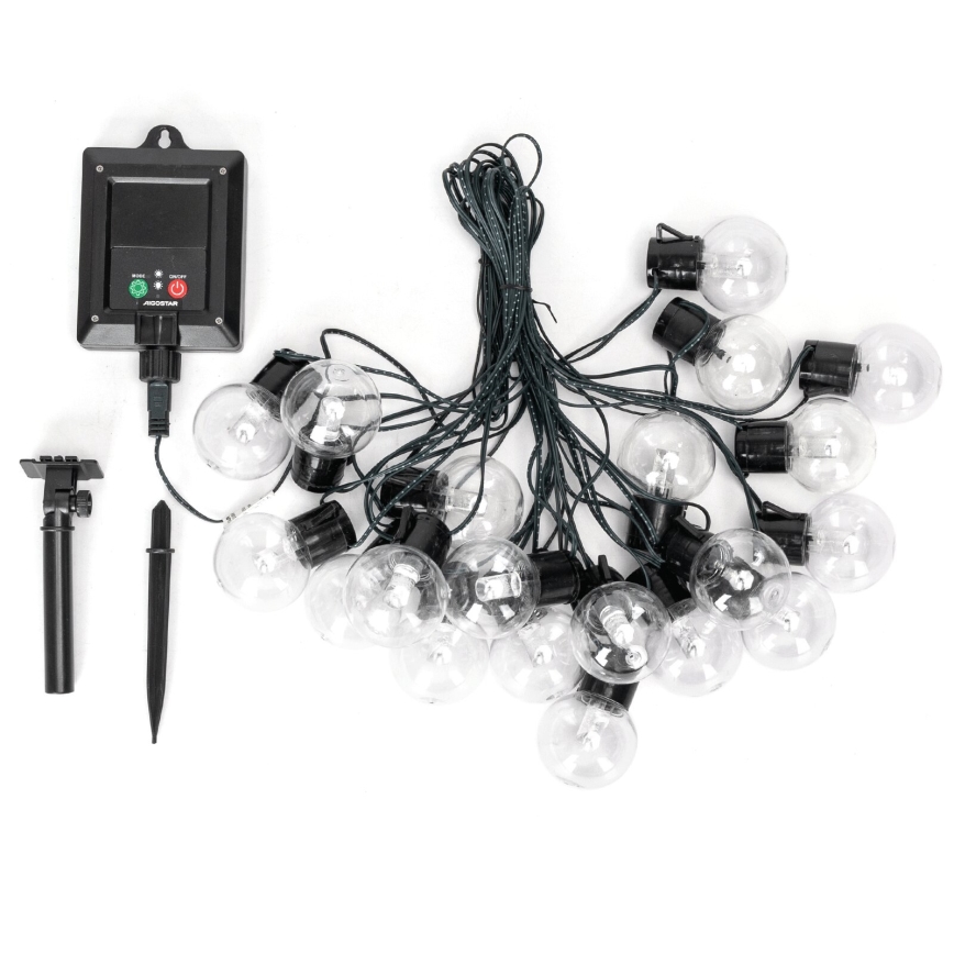 Aigostar - LED solcelle-lyskæde, 20 LED, 8 funktioner, 11,5 m, IP65, multifarvet