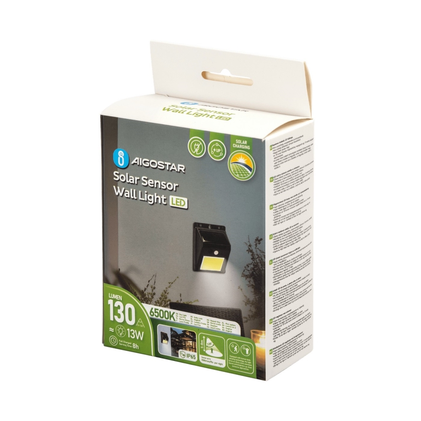 Aigostar - LED solcelle væglampe med sensor LED/13W/5,5V 6500K IP65