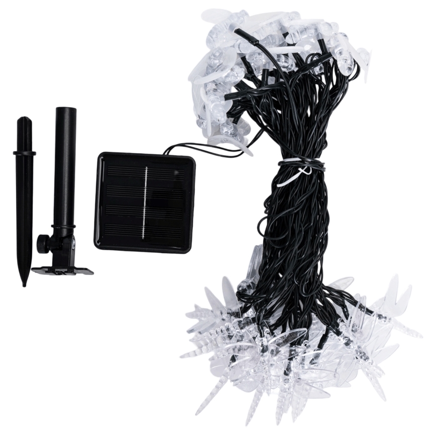 Aigostar - LED solcelledrevet lyskæde 50 LED/8 funktioner 10 m 800 mAh IP65 kølig hvid