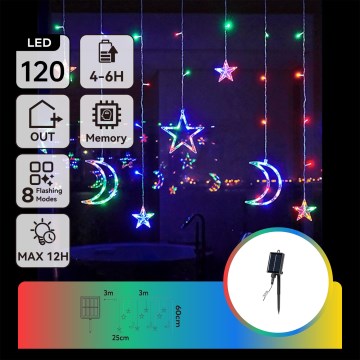 Aigostar - LED solcelledrevet julelyskæde 120xLED/8 funktioner 3x0,6 m 500 mAh IP65 multifarvet