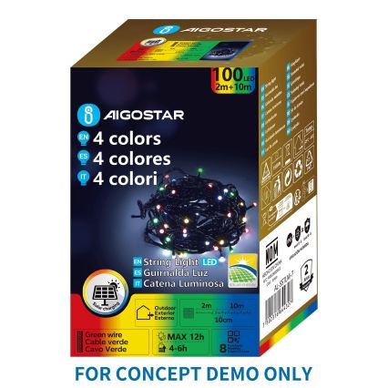 Aigostar - LED solcelledrevet julelyskæde 200x LED / 8 funktioner, 22 m, IP65, multifarvet, 800 mAh