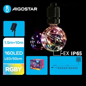 Aigostar - LED solcelledrevet julelyskæde 20xLED/8 funktioner 11,5m IP65 multifarvet