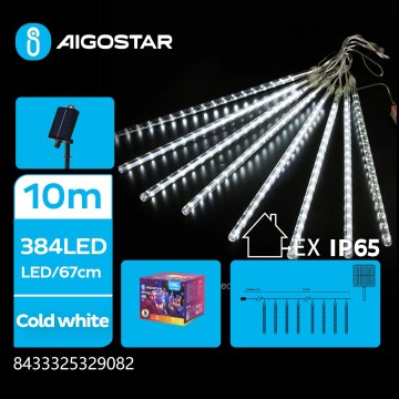 Aigostar - LED solcelledrevet julelyskæde 384xLED/13m IP65 1200 mAh kold hvid