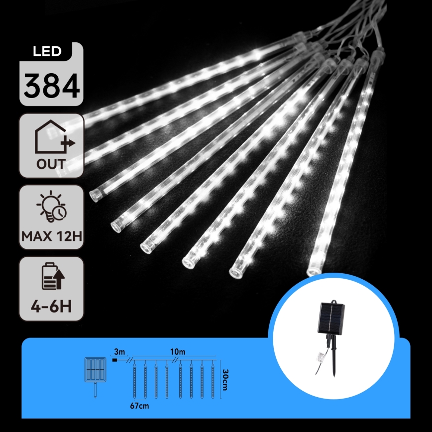 Aigostar - LED solcelledrevet julelyskæde 384xLED/13m IP65 1200 mAh kold hvid