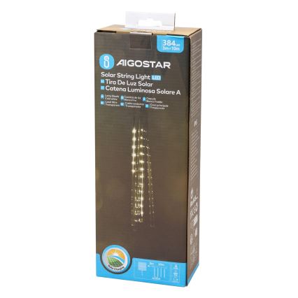 Aigostar - LED solcelledrevet julelyskæde 384xLED/13m IP65 1200 mAh kold hvid