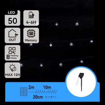 Aigostar - LED solcelledrevet julelyskæde 50xLED/8 funktioner 12m IP65 800 mAh kold hvid