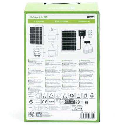 Aigostar - LED solarlampe 2xLED/35W/12V 6000 mAh 6500K IP65 Ø 10 cm + fjernbetjening