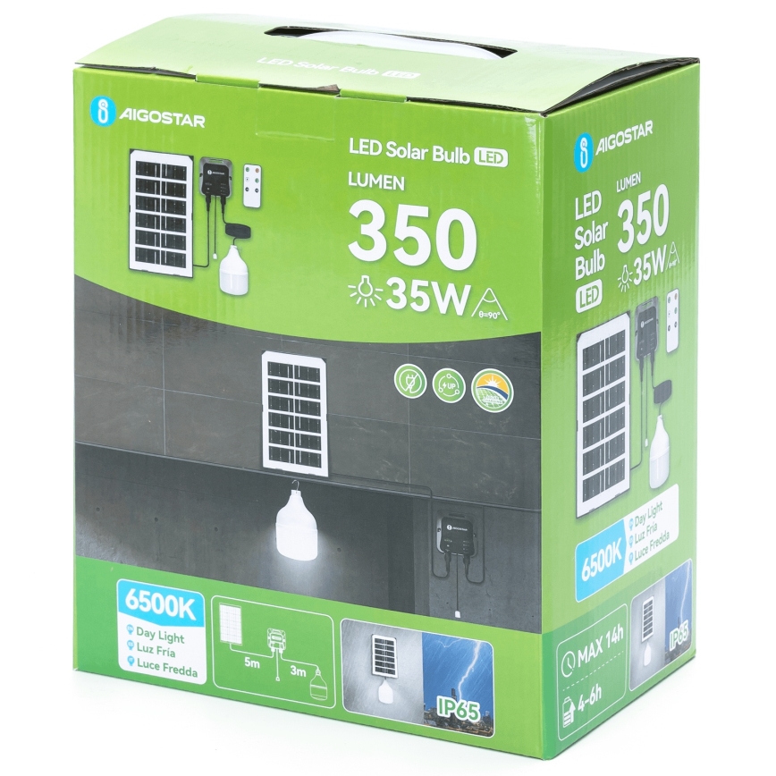 Aigostar - Solcelledrevet LED-lysekrone LED/35W/12V 3000 mAh 6500K IP65 pr. 10 cm + fjernbetjening