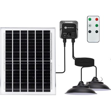 Aigostar - LED solcelledrevet lysekrone med sensor 2x LED / 70W / 12V 12000 mAh 6500K IP65 Ø 23,5 cm + fjernbetjening
