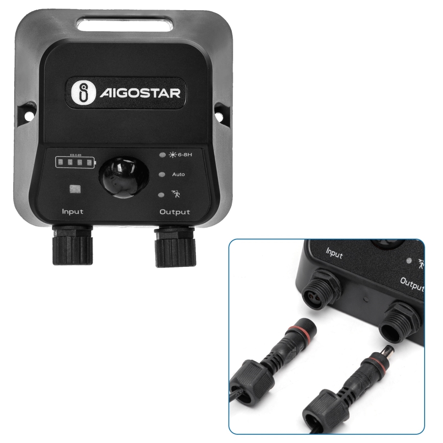 Aigostar - solcelledrevet LED-lysekrone med sensor LED/35W/12V 3000 mAh 6500K IP65 Ø 10 cm + fjernbetjening