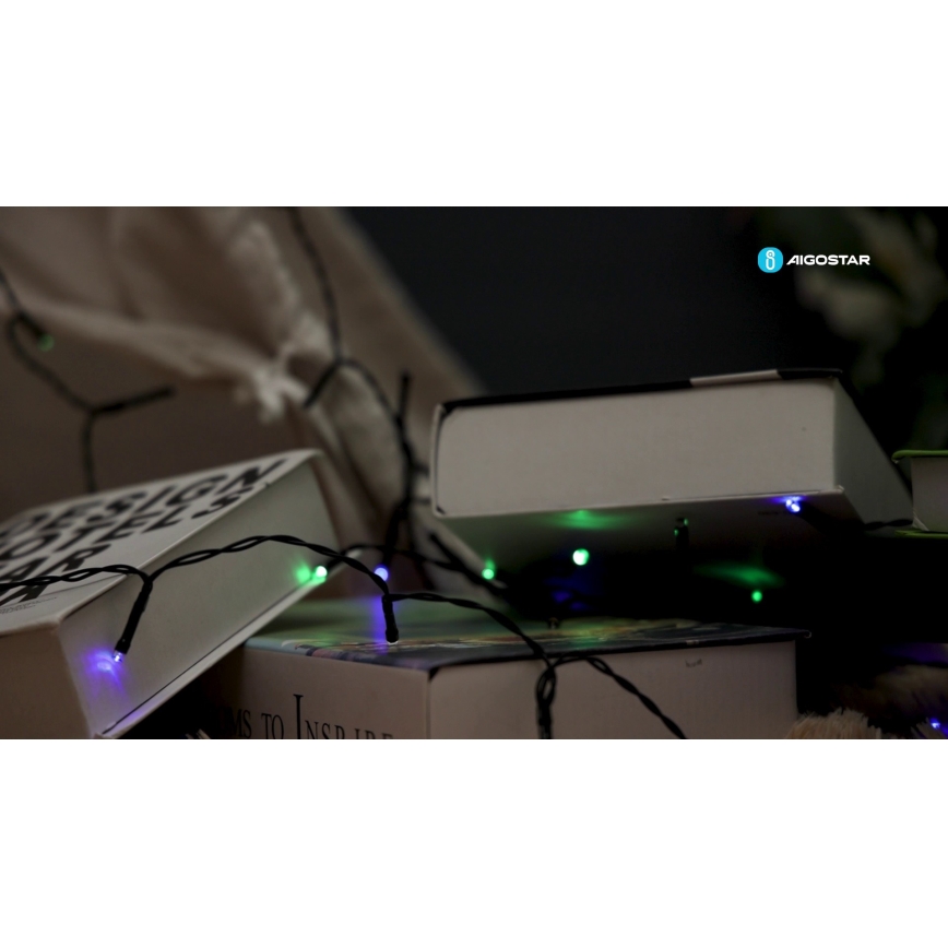 Aigostar - LED-solcelledrevet lyskæde 100 LED/8 funktioner 12 m IP65 multifarvet