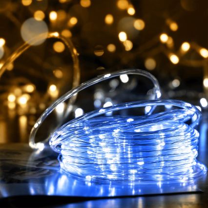 Aigostar - LED solcelledrevet lyskæde 100 LED / 8 funktioner, 12 m, IP65, kold hvid, 800 mAh