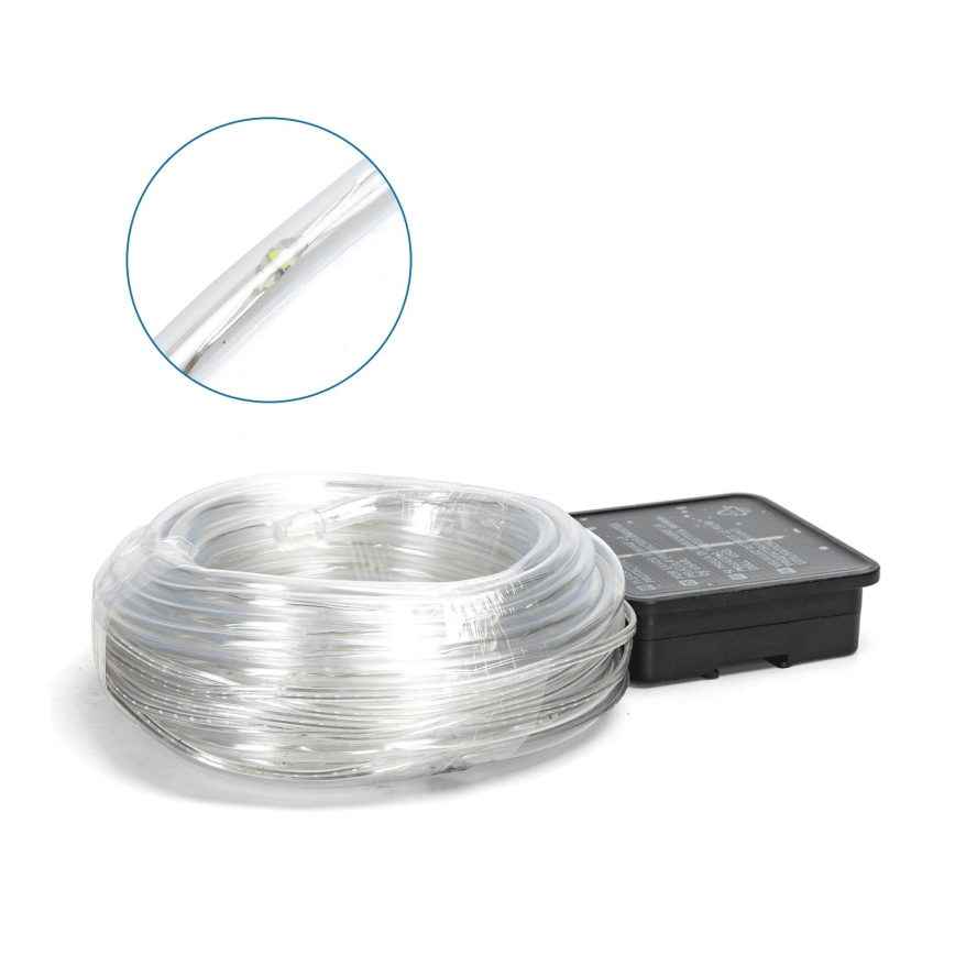 Aigostar - LED solcelledrevet lyskæde 100 LED / 8 funktioner, 12 m, IP65, kold hvid, 800 mAh