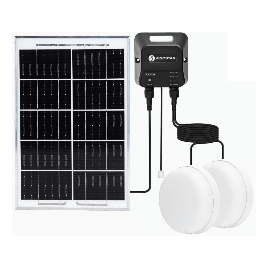 Aigostar - LED solcellelampe 2xLED/35W/12V 6000 mAh 6500K diameter 16,8 cm + fjernbetjening