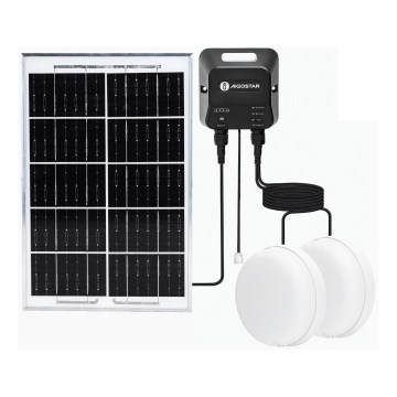 Aigostar - LED solcellelampe 2xLED/35W/12V 6000 mAh 6500K IP65 Ø 16,8 cm + fjernbetjening