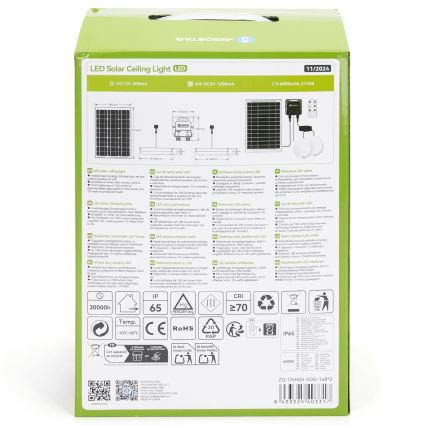 Aigostar - LED solcellelampe 2xLED/35W/12V 6000 mAh 6500K IP65 Ø 16,8 cm + fjernbetjening