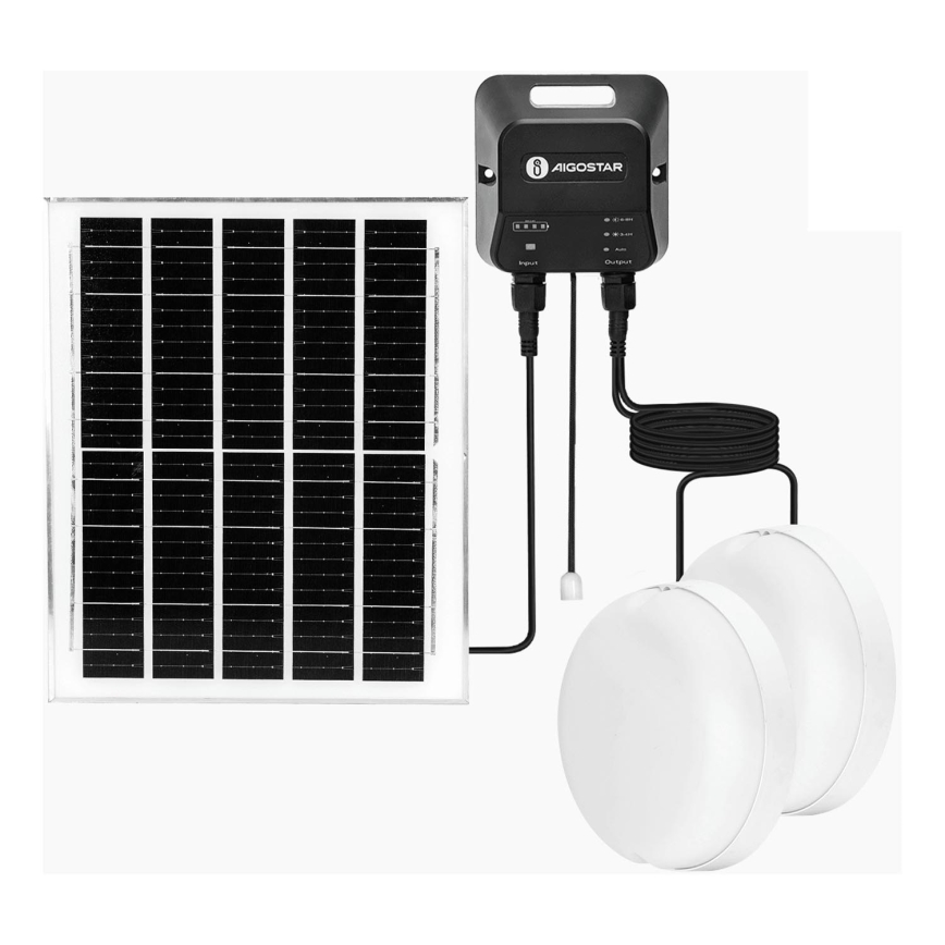 Aigostar - LED solcellelampe 2xLED/70W/12V 12000 mAh 6500K diameter 20,5 cm + fjernbetjening