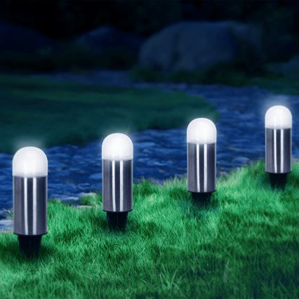 Aigostar - LED solcellelampe LED/0,006W/1,2V 20cm mat krom 40 mAh 6500K IP44