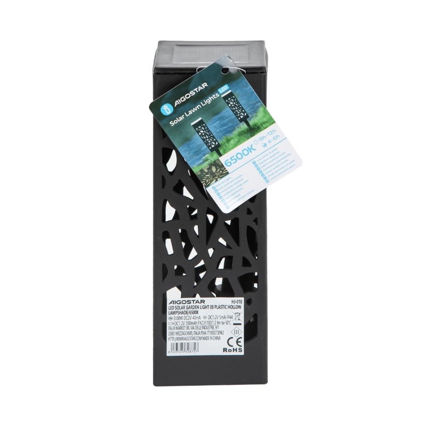 Aigostar - LED solcellelampe LED/0,006W/1,2V 28,5cm sort 100 mAh 6500K  IP44