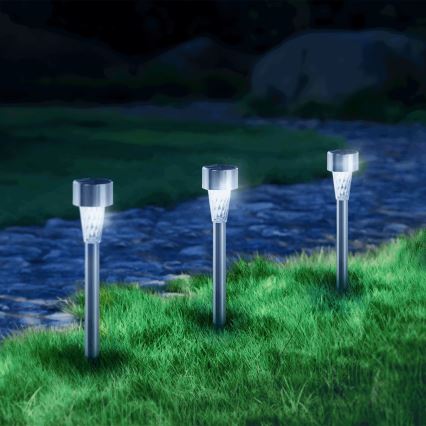 Aigostar - LED solcellelampe LED/0,006W/1,2V 40 mAh 29,5 cm mat krom 6500K IP44