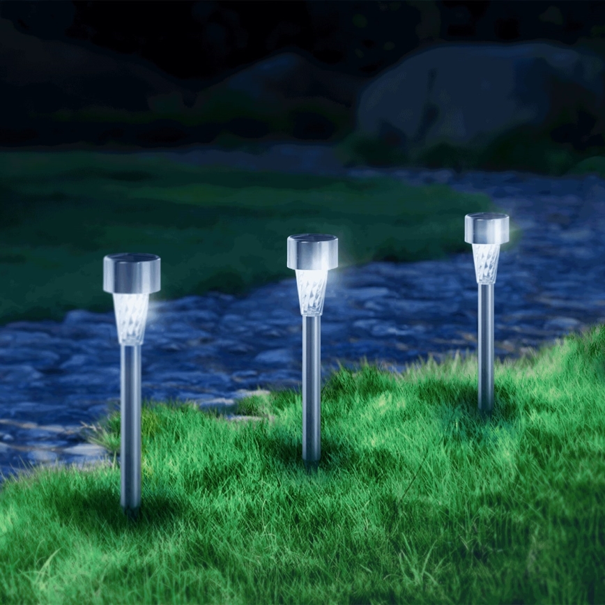 Aigostar - LED solcellelampe LED/0,006W/1,2V 40 mAh 29,5 cm mat krom 6500K IP44
