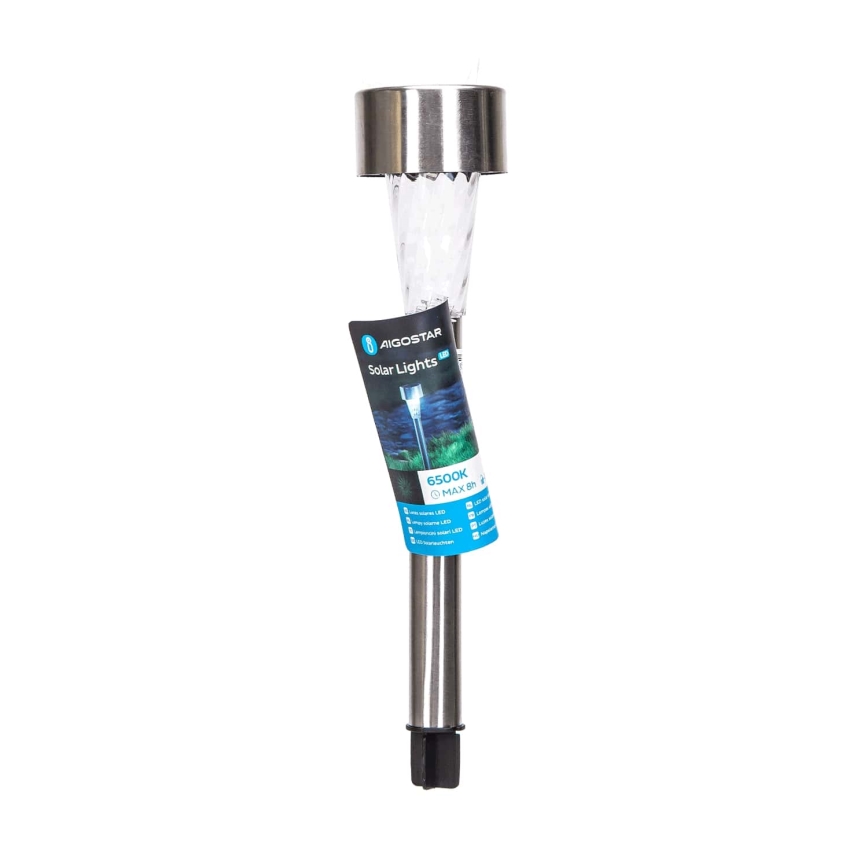 Aigostar - LED solcellelampe LED/0,006W/1,2V 40 mAh 29,5 cm mat krom 6500K IP44