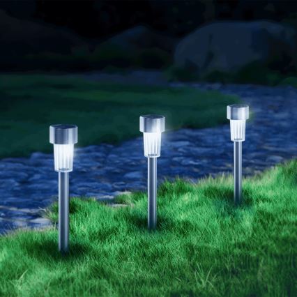 Aigostar - LED solcellelampe LED/0,006W/1,2V 29,5 cm 40 mAh mat krom 6500K IP44