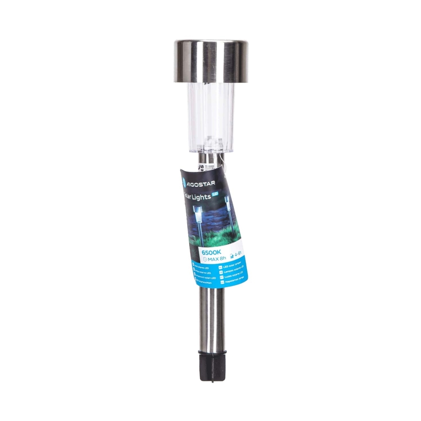 Aigostar - LED solcellelampe LED/0,006W/1,2V 29,5 cm 40 mAh mat krom 6500K IP44