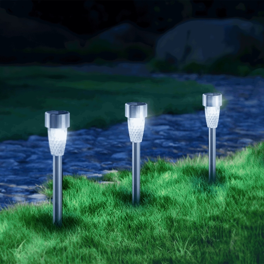 Aigostar - LED solcellelampe LED/0,006W/1,2V 40 mAh 29,7 cm mat krom 6500K IP44