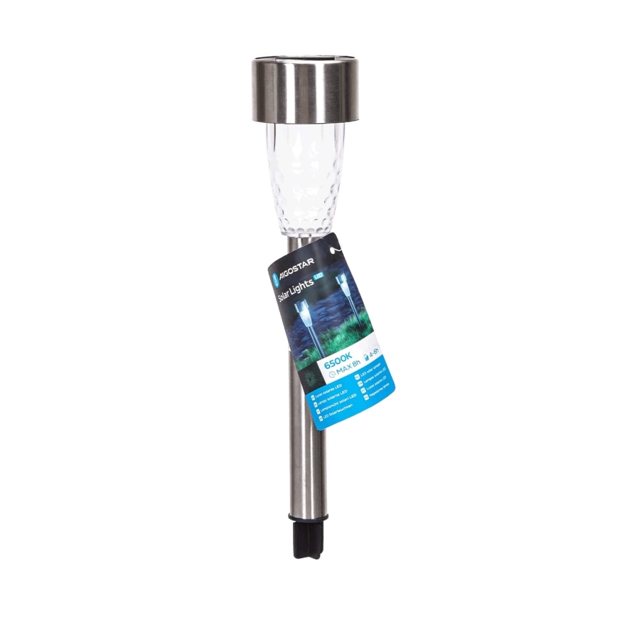 Aigostar - LED solcellelampe LED/0,006W/1,2V 40 mAh 29,7 cm mat krom 6500K IP44