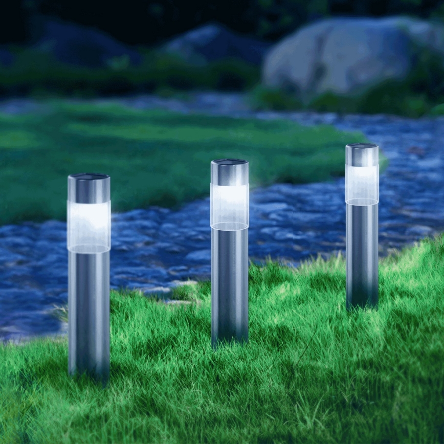 Aigostar - LED solcellelampe LED/0,006W/1,2V 31,5 cm 100 mAh mat krom 6500K IP44
