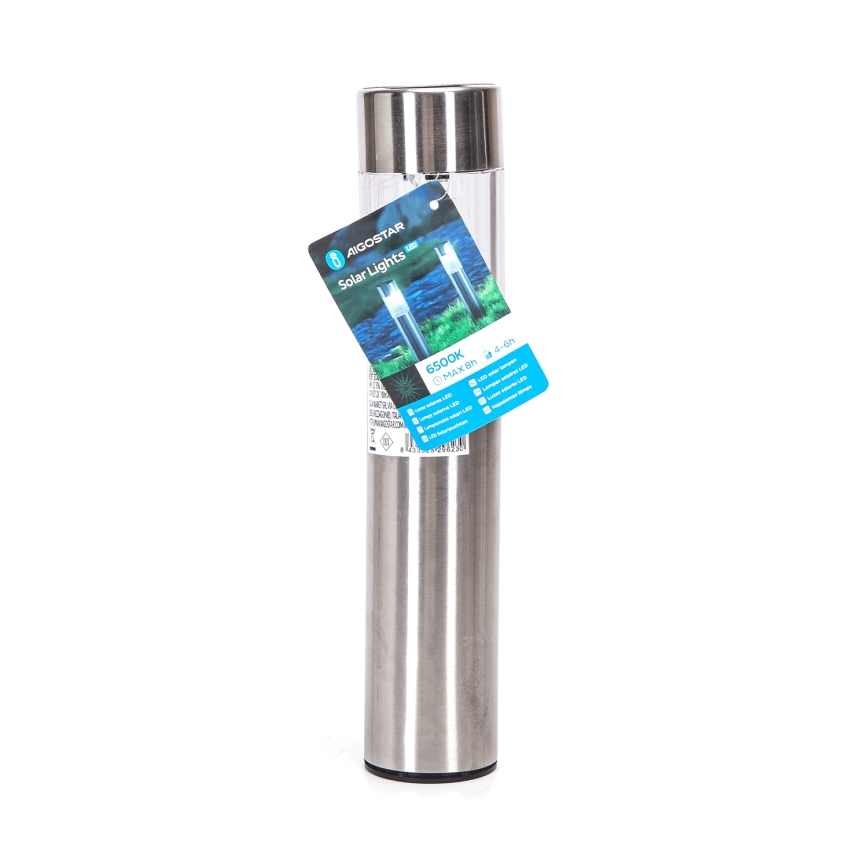 Aigostar - LED solcellelampe LED/0,006W/1,2V 31,5 cm 100 mAh mat krom 6500K IP44