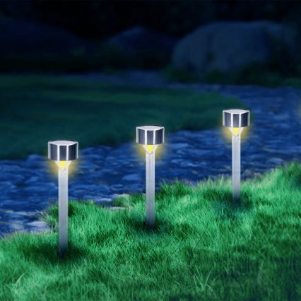 Aigostar - LED solcellelampe LED/0,006W/1,2V 32 cm mat krom 200 mAh 2700K IP44