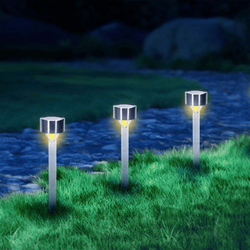 Aigostar - LED solcellelampe LED/0,006W/1,2V 32 cm mat krom 200 mAh 2700K IP44