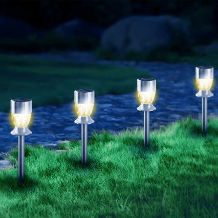 Aigostar - LED solcellelampe LED/0,006W/1,2V 35,5 cm mat krom 2700K IP44 100 mAh
