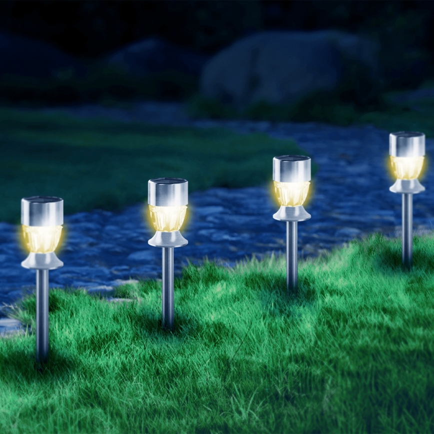 Aigostar - LED solcellelampe LED/0,006W/1,2V 35,5 cm mat krom 2700K IP44 100 mAh