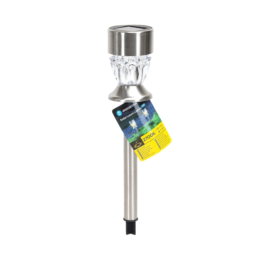 Aigostar - LED solcellelampe LED/0,006W/1,2V 35,5 cm mat krom 2700K IP44 100 mAh