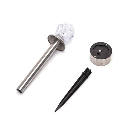 Aigostar - LED solcellelampe LED/0,006W/1,2V 35,5cm mat krom 100 mAh 3000K IP44
