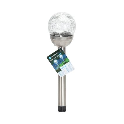 Aigostar - LED solcellelampe LED/0,006W/1,2V 37,8cm mat krom 6500K IP44 100 mAh