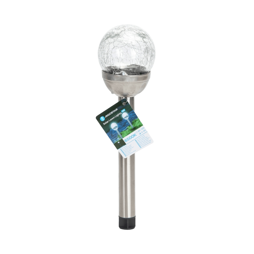 Aigostar - LED solcellelampe LED/0,006W/1,2V 37,8cm mat krom 6500K IP44 100 mAh