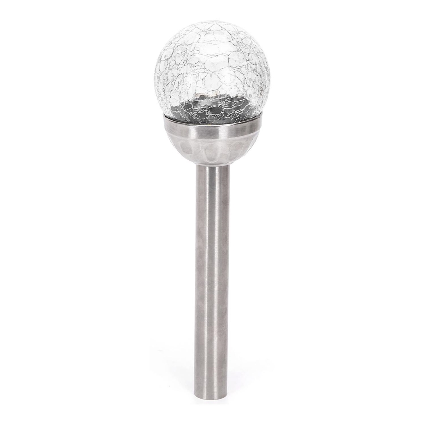 Aigostar - LED solcellelampe LED/0,006W/1,2V 37,8cm mat krom 6500K IP44 100 mAh