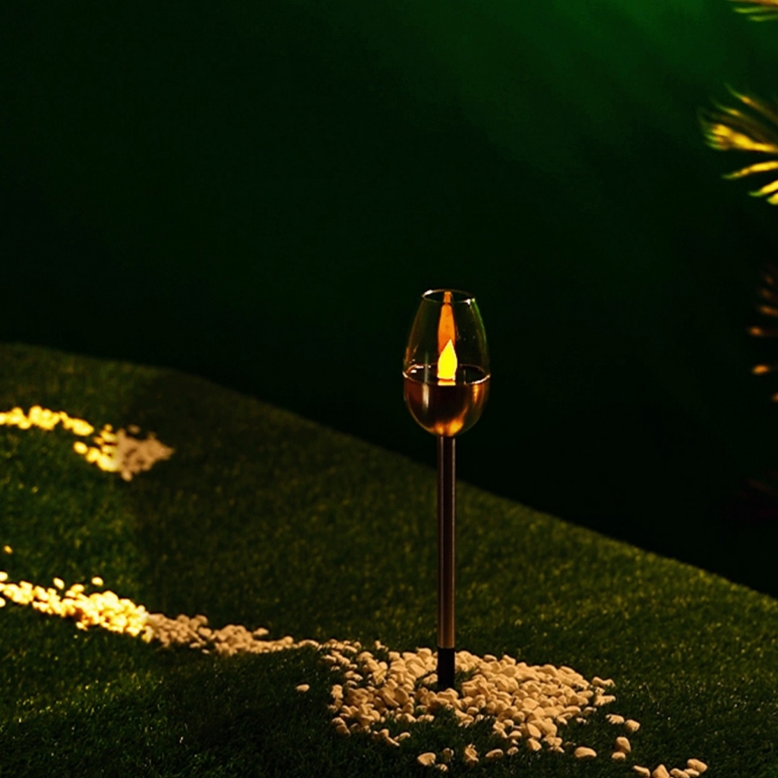 Aigostar - LED solcellelampe LED/0,006W/1,2V 38,2cm mat krom 2700K IP44 40 mAh