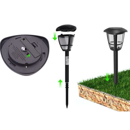 Aigostar - LED solcellelampe LED/0,06W/2V 100 mAh 33,8 cm 6500K IP44 sort