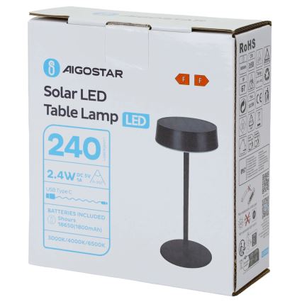 Aigostar - LED solcellelampe LED/2,4W/5V IP44 1800 mAh