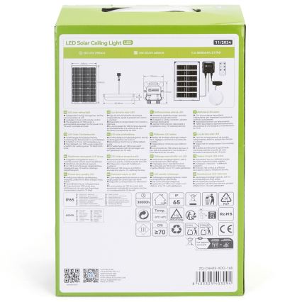 Aigostar - LED solcellelampe LED/35W/12V 3000 mAh 6500K diameter 16,8 cm + fjernbetjening