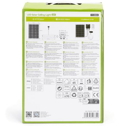 Aigostar - LED solcellelampe LED/70W/12V 6000 mAh 6500K diameter 20,5 cm + fjernbetjening