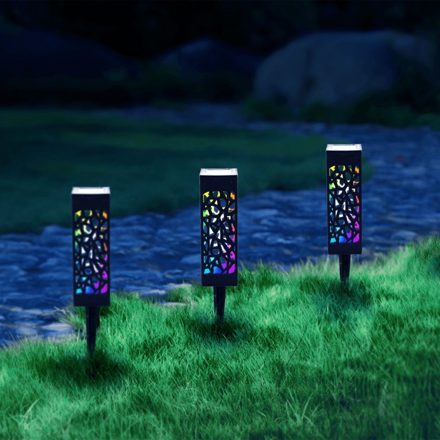 Aigostar - LED solcellelampe m. RGB-farver LED/0,006W/1,2V 28,5 cm sort IP44 100 mAh