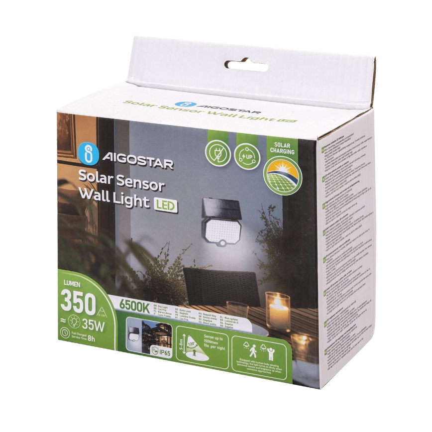Aigostar - LED Solcellelampe med bevægelsessensor LED/2,4W/3,7V IP65