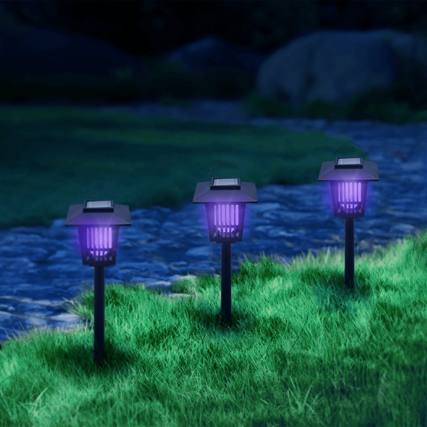 Aigostar - LED solcellelampe med insektfælde LED/0,03W/1,2V 55,2cm sort 6500K 300 mAh IP44